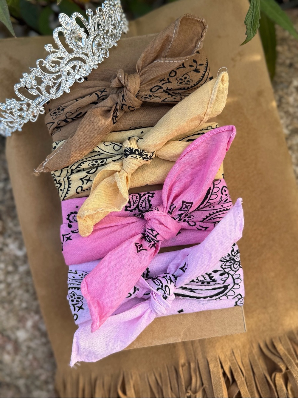 BANDANAS Bandana Set ⭐️NWT Set of 5 “ Rodeo Princess” Cotton Hand Dyed - Picture 12 of 15